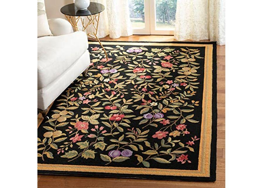 SAFAVIEH Chelsea Collection 8'9" x 11'9" Black HK210B Hand-Hooked French Country Wool Area Rug