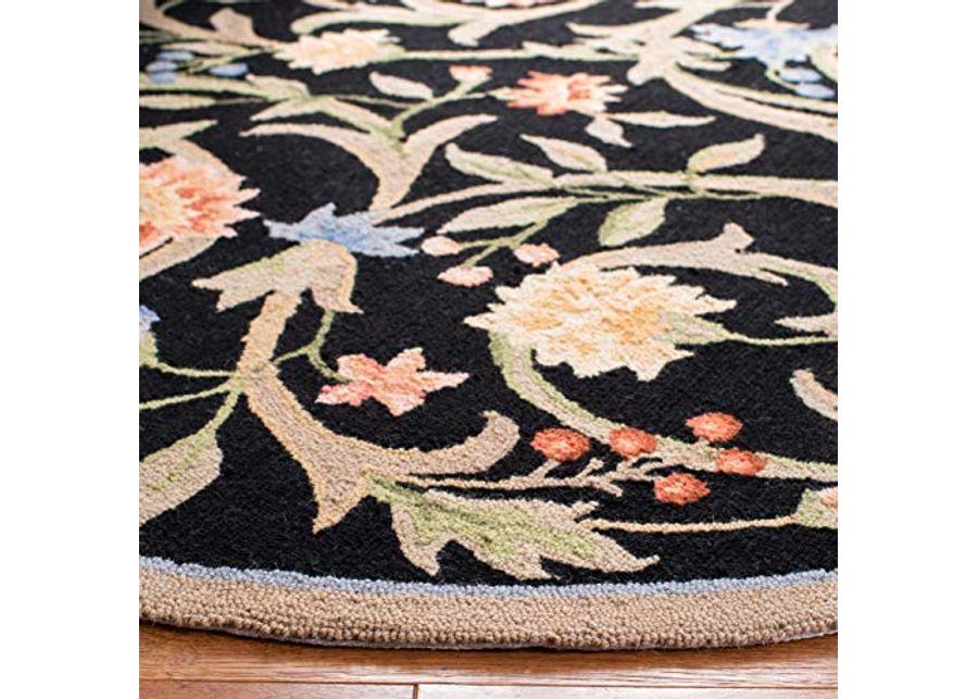 SAFAVIEH Chelsea Collection 7'6" x 9'6" Oval Black HK248B Hand-Hooked French Country Wool Area Rug