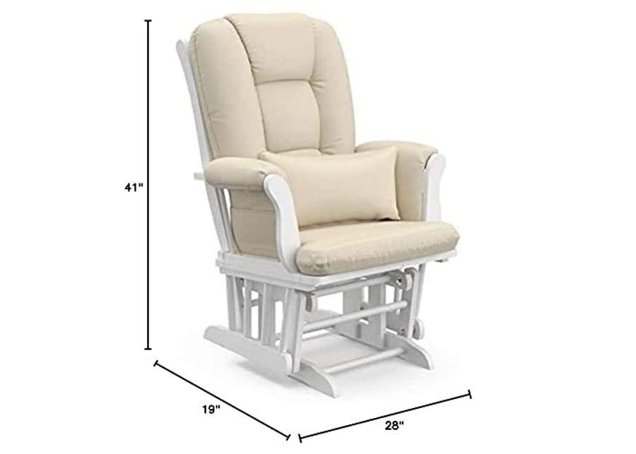 Storkcraft Tuscany Custom Glider and Ottoman with Free Lumbar Pillow, White/Beige