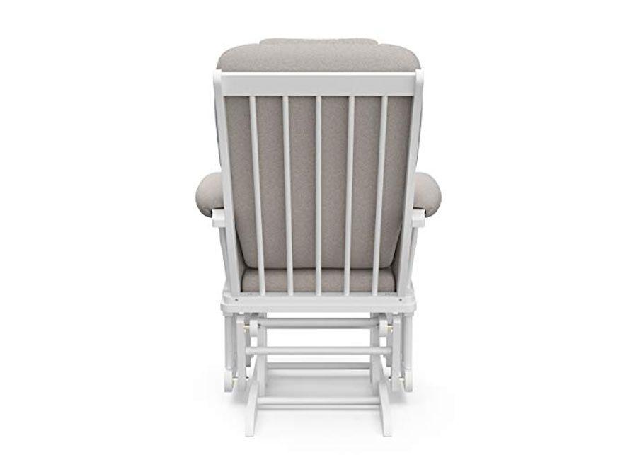 Storkcraft Tuscany Custom Glider and Ottoman with Free Lumbar Pillow (White/Taupe Swirl) - Cleanable Upholstered Comfort Rocking Nursery Chair with Ottoman