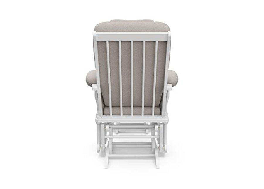 Storkcraft Tuscany Custom Glider and Ottoman with Free Lumbar Pillow (White/Taupe Swirl) - Cleanable Upholstered Comfort Rocking Nursery Chair with Ottoman