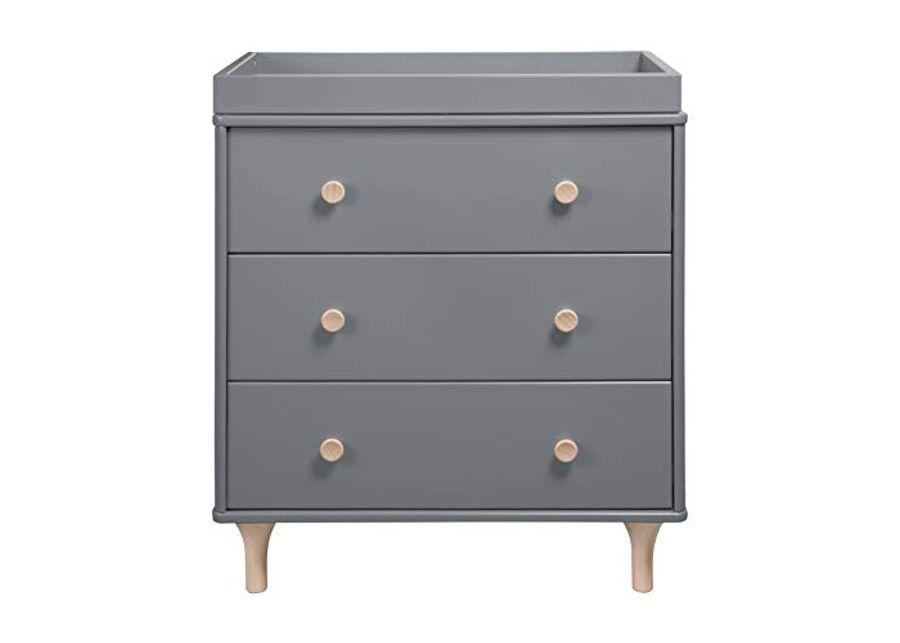 Babyletto Lolly 3-Drawer Changer Dresser with Removable Changing Tray in Grey and Washed Natural, Greenguard Gold Certified