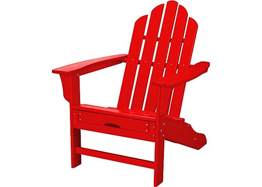 Hanover All- Weather Contoured Hideaway Ottoman-Sunset Red HVLNA15SR Outdoor Adirondack HDPE Lumber Chair