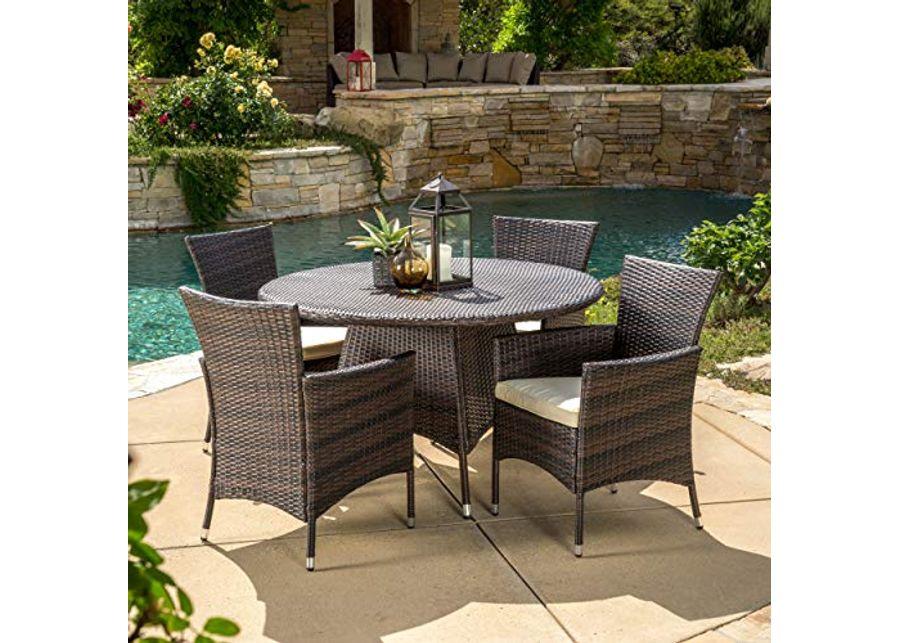 Christopher Knight Home Rodgers Outdoor Wicker Dining Set, 5-Pcs Set, Multibrown