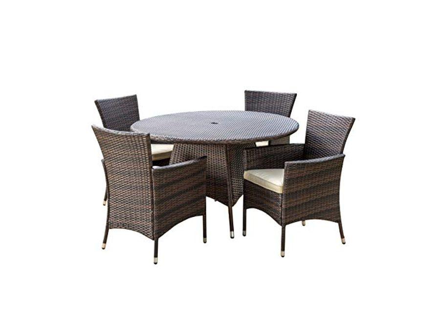 Christopher Knight Home Rodgers Outdoor Wicker Dining Set, 5-Pcs Set, Multibrown