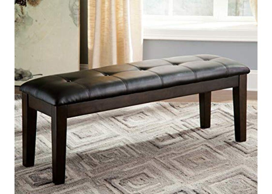 Signature Design by Ashley Haddigan Traditional Upholstered Dining Room Bench, Dark Brown