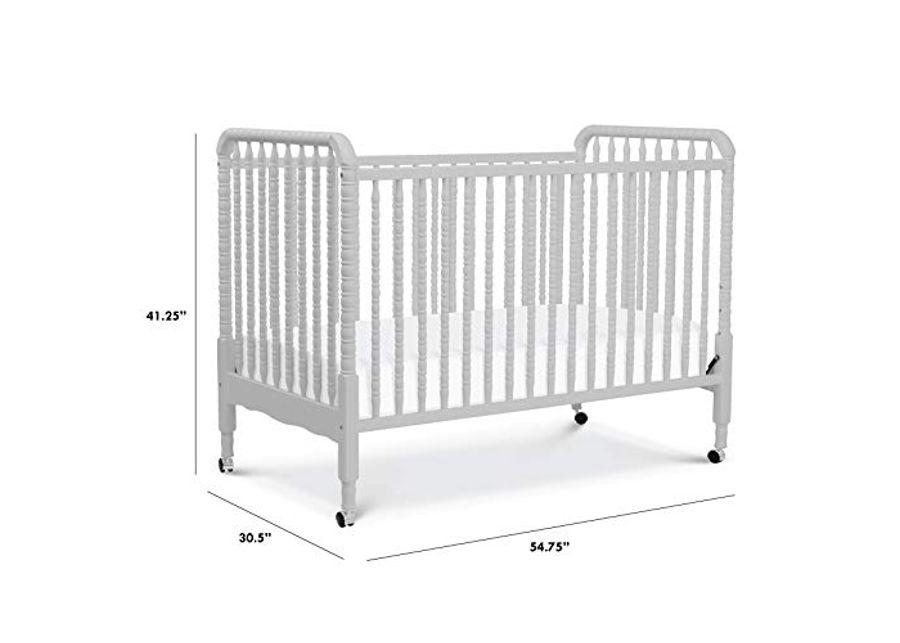 DaVinci Jenny Lind 3-in-1 Convertible Crib in Fog Grey, Removable Wheels, Greenguard Gold Certified