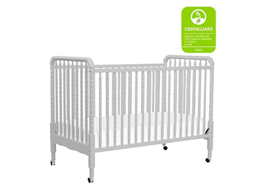 DaVinci Jenny Lind 3-in-1 Convertible Crib in Fog Grey, Removable Wheels, Greenguard Gold Certified