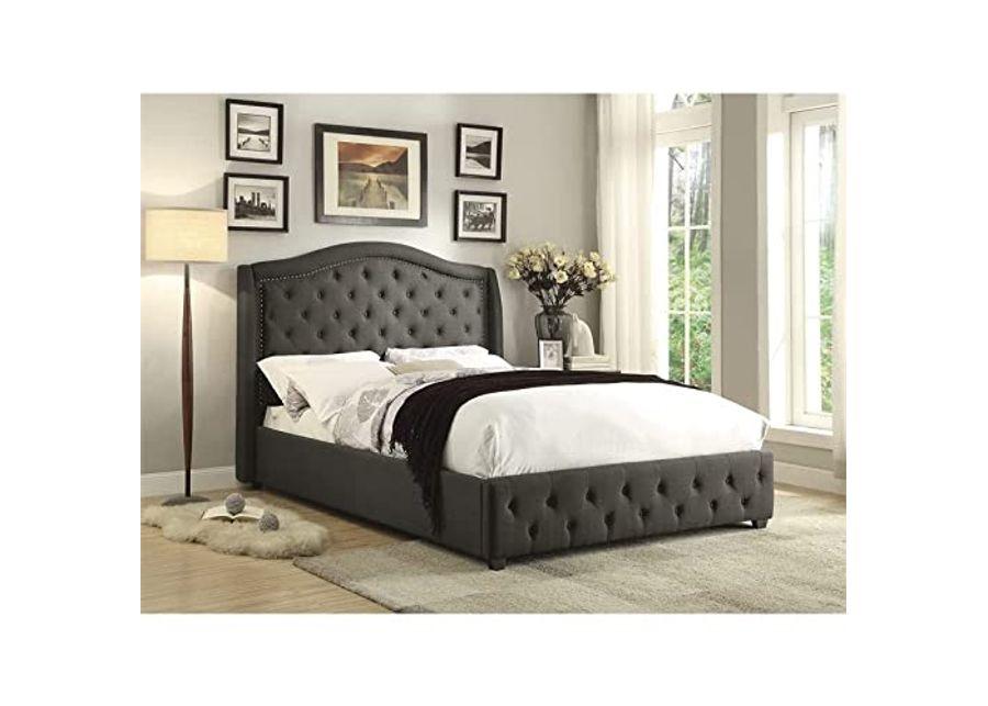 Homelegance Bryndle Button Tufted Linen Like Upholstered Headboard, Grey, California King