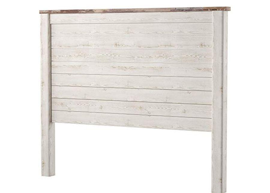 Signature Design by Ashley Willowton Cottage Farmhouse Panel Headboard ONLY, Queen, Whitewash