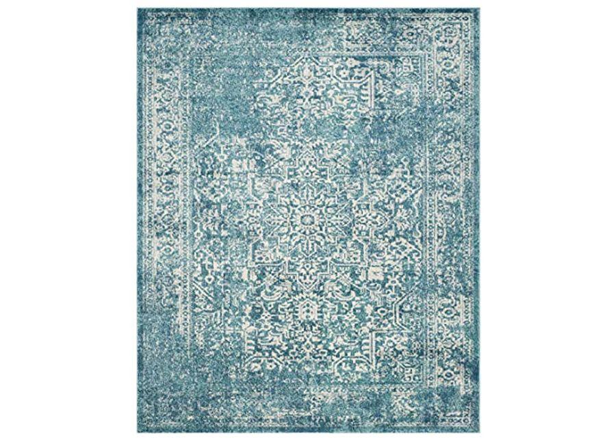 SAFAVIEH Evoke Collection 8' x 10' Blue/Ivory EVK256C Oriental Distressed Non-Shedding Living Room Bedroom Dining Home Office Area Rug