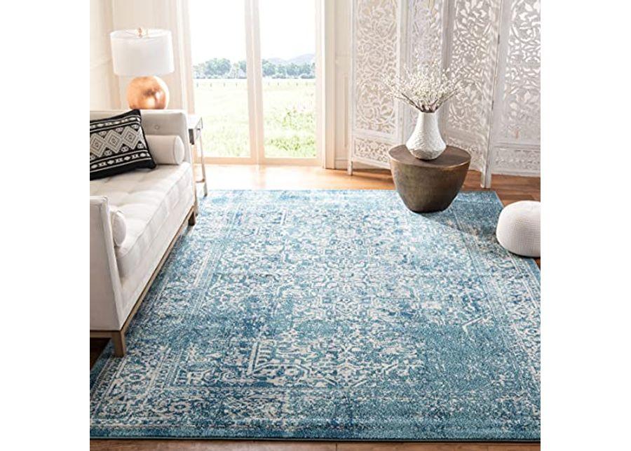 SAFAVIEH Evoke Collection 8' x 10' Blue/Ivory EVK256C Oriental Distressed Non-Shedding Living Room Bedroom Dining Home Office Area Rug