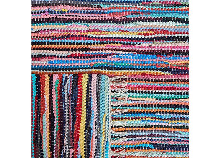 SAFAVIEH Rag Rug Collection 5' x 8' Multi RAR128G Handmade Boho Stripe Cotton Area Rug