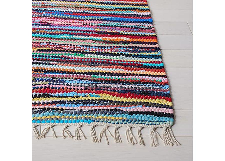 SAFAVIEH Rag Rug Collection 5' x 8' Multi RAR128G Handmade Boho Stripe Cotton Area Rug