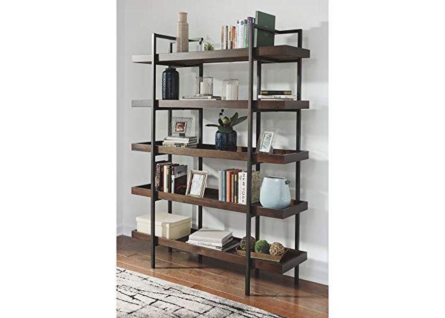 Signature Design by Ashley Starmore Urban Industrial 76" Bookcase with 5 Fixed Shelves, Brown