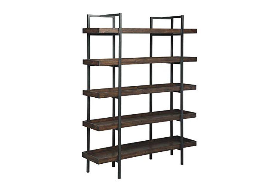 Signature Design by Ashley Starmore Urban Industrial 76" Bookcase with 5 Fixed Shelves, Brown