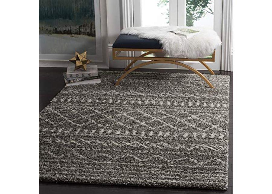 SAFAVIEH Arizona Shag Collection 3' x 5' Brown / Ivory ASG741B Moroccan Non-Shedding Living Room Bedroom Dining Room Entryway Plush 1.6-inch Thick Area Rug