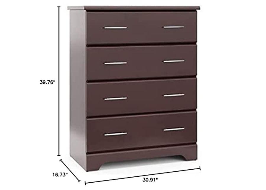 Storkcraft Brookside 4 Drawer Dresser (Espresso) – GREENGUARD Gold Certified, Dresser For Nursery, 4 Drawer Dresser, Kids Dresser, Nursery Dresser Drawer Organizer, Chest of Drawers