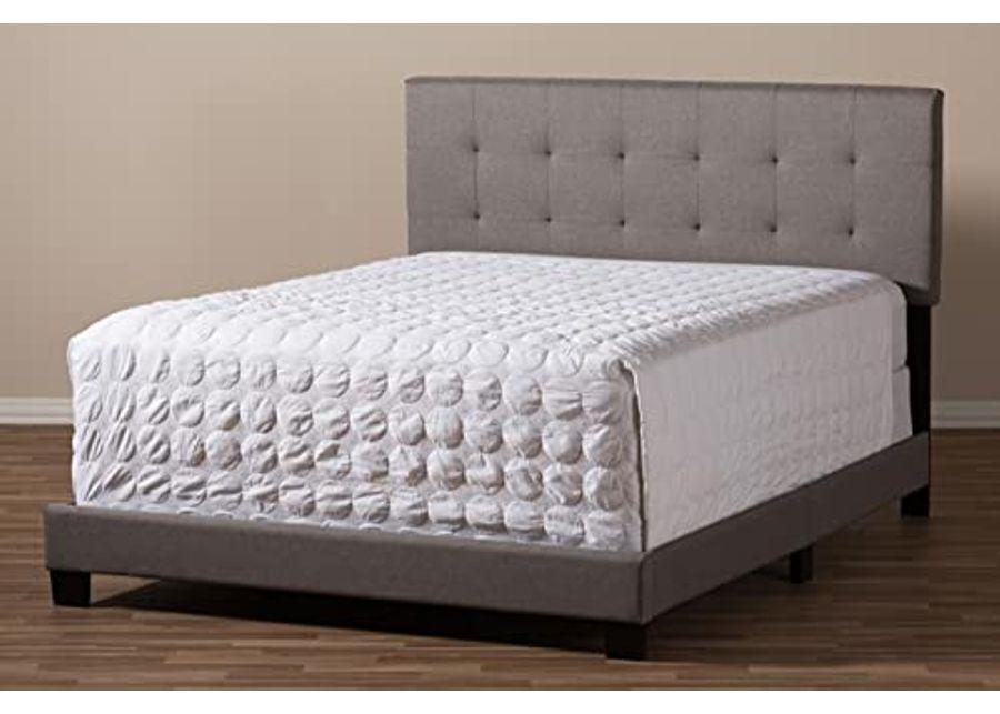 Baxton Studio Brookfield Tufted King Panel Bed in Gray