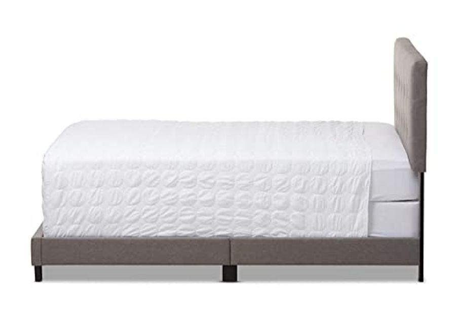 Baxton Studio Brookfield Tufted King Panel Bed in Gray