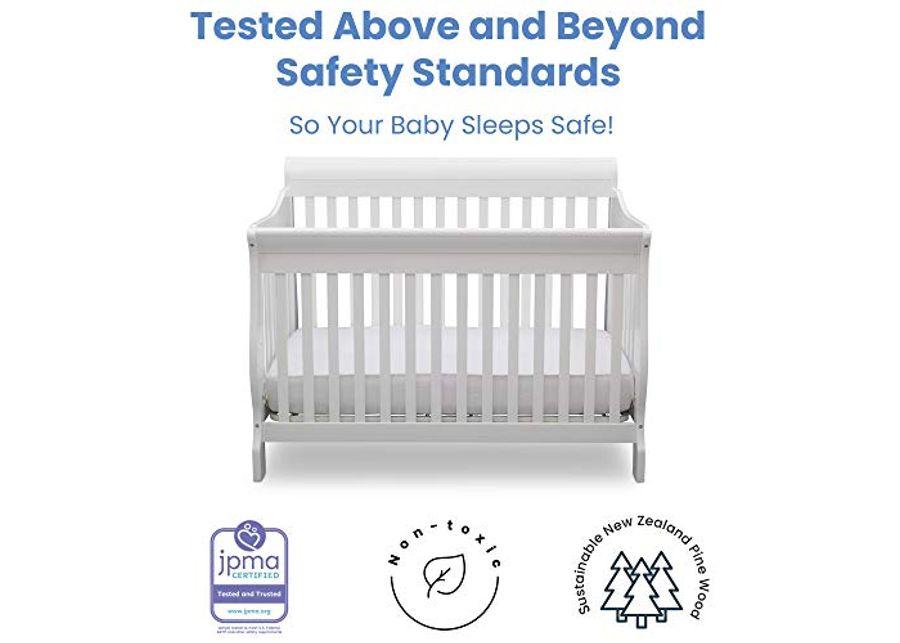 Delta Children Canton 4-in-1 Convertible Crib - Easy to Assemble, Bianca White