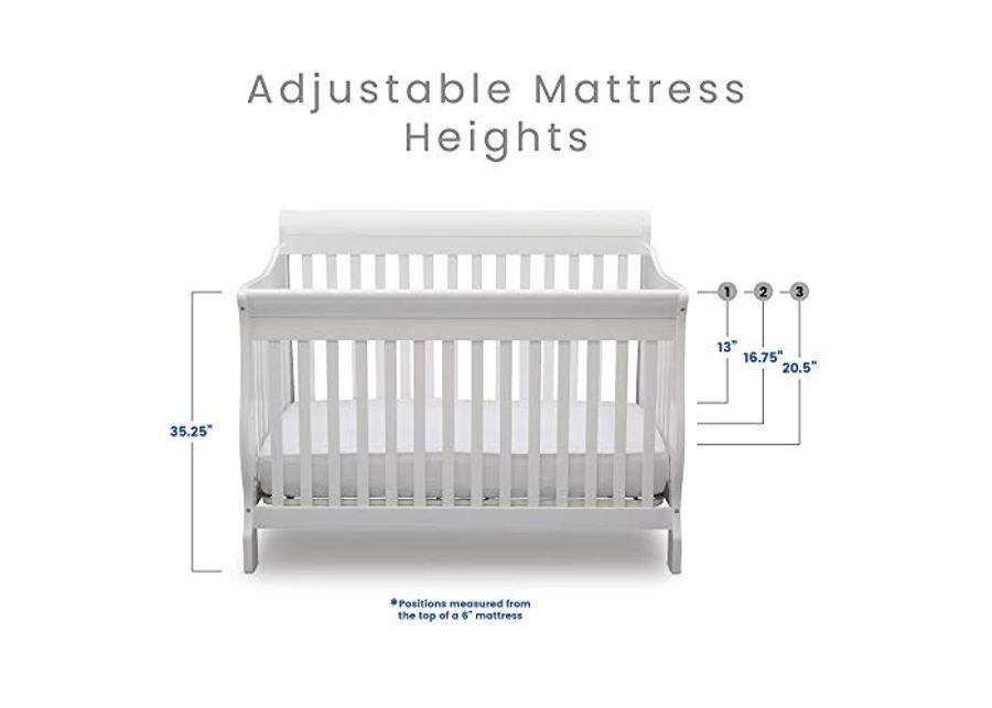 Delta Children Canton 4-in-1 Convertible Crib - Easy to Assemble, Bianca White