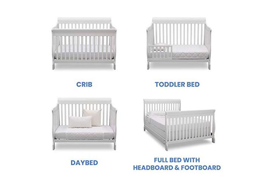 Delta Children Canton 4-in-1 Convertible Crib - Easy to Assemble, Bianca White