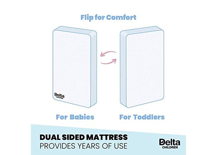 Delta Children Fancy 4-in-1 Crib, Grey with Twinkle Stars Crib & Fancy Crib & Mattress