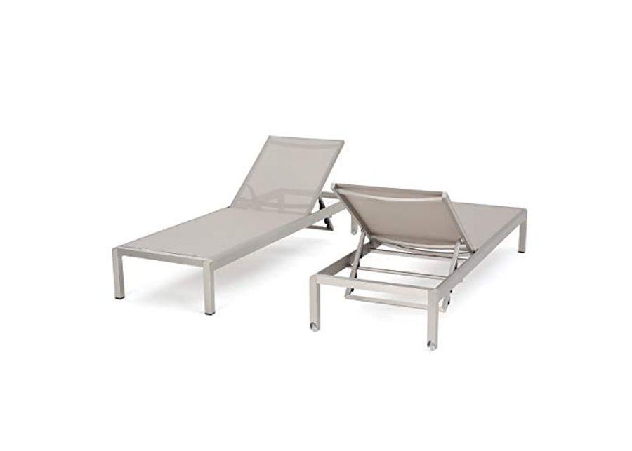 Christopher Knight Home 300495 Crested Bay Outdoor Aluminum Chaise Lounge Chair | Set of 4 | in Grey