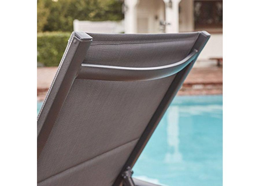 Hanover Halsted Padded Sling Chaise Lounge Chair Modern Luxury Outdoor Furniture for Patio, Backyard, Poolside Rust-Proof Aluminum Frame Weather-Resistant HALSTEDCHS-AL, Black