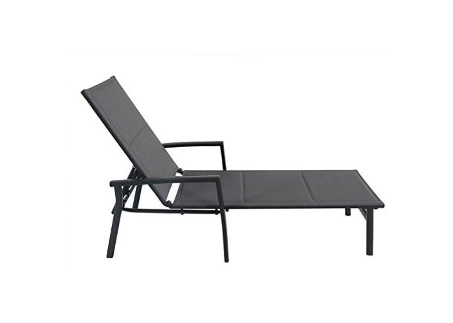 Hanover Halsted Padded Sling Chaise Lounge Chair Modern Luxury Outdoor Furniture for Patio, Backyard, Poolside Rust-Proof Aluminum Frame Weather-Resistant HALSTEDCHS-AL, Black