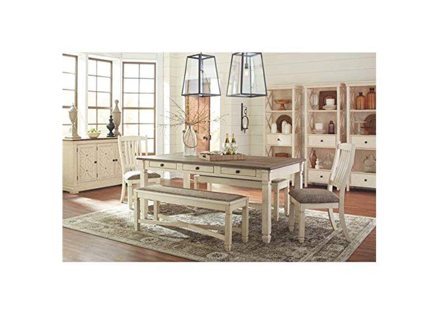 Signature Design by Ashley Bolanburg French Country Upholstered Dining Room Bench, Antique White