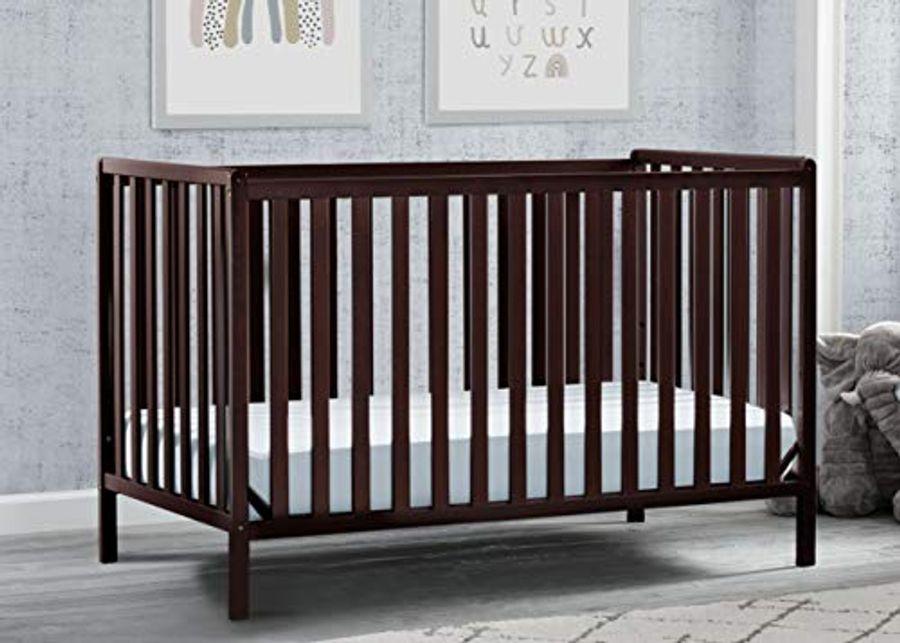 Delta Children Heartland 4-in-1 Convertible Crib - Greenguard Gold Certified, Dark Chocolate