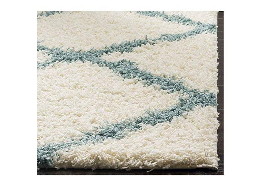 SAFAVIEH Dallas Shag Collection 10' x 14' Ivory / Light Blue SGD257J Trellis Non-Shedding Living Room Bedroom Dining Room Entryway Plush 1.5-inch Thick Area Rug