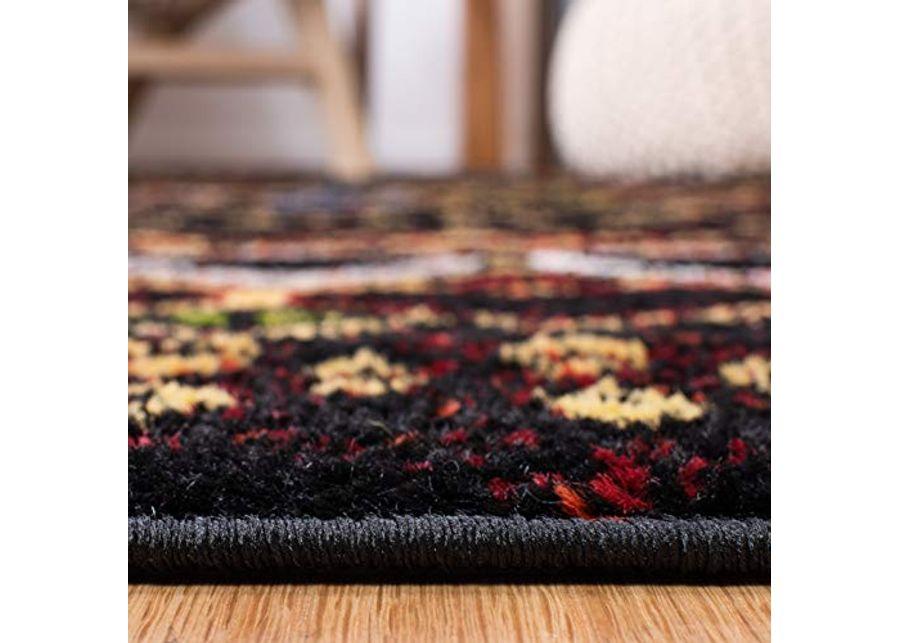 SAFAVIEH Amsterdam Collection 5'1" Round Black/Multi AMS108P Moroccan Boho Non-Shedding Dining Room Entryway Foyer Living Room Bedroom Area Rug