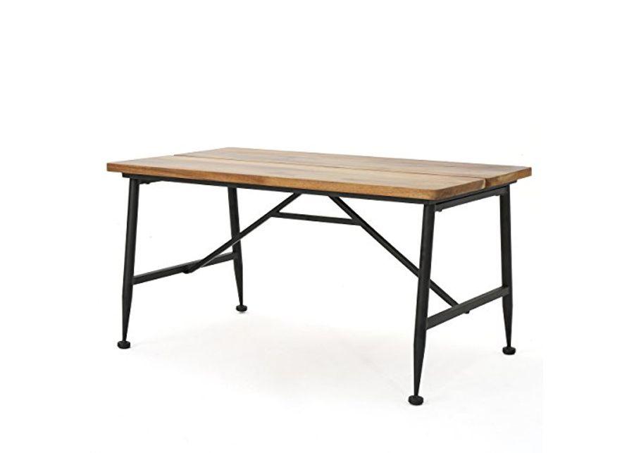 Christopher Knight Home Eleanora Industrial Acacia Wood Coffee Table with Iron Accents, Black / Antique Finish