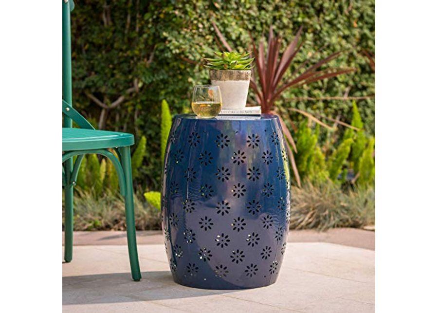 Christopher Knight Home Soleil Outdoor 15" Iron Side Table, Dark Blue