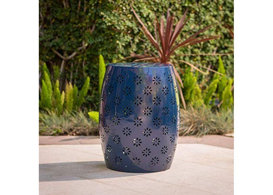 Christopher Knight Home Soleil Outdoor 15" Iron Side Table, Dark Blue