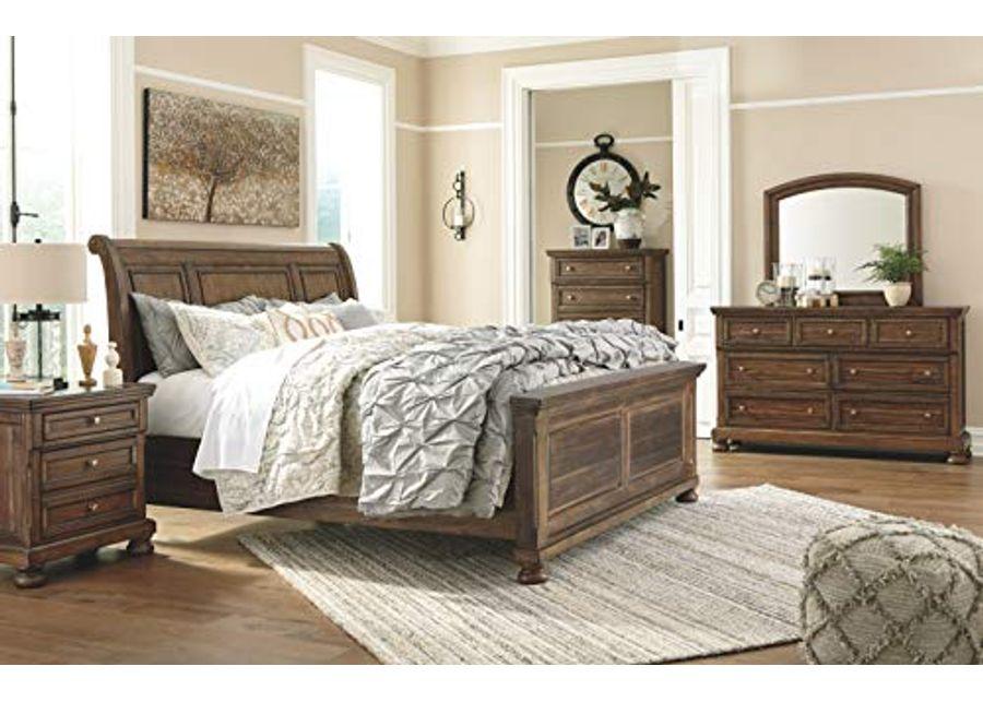 Signature Design by Ashley Flynnter Traditional 7 Drawer Dresser with Dovetial Construction, Tobacco Brown