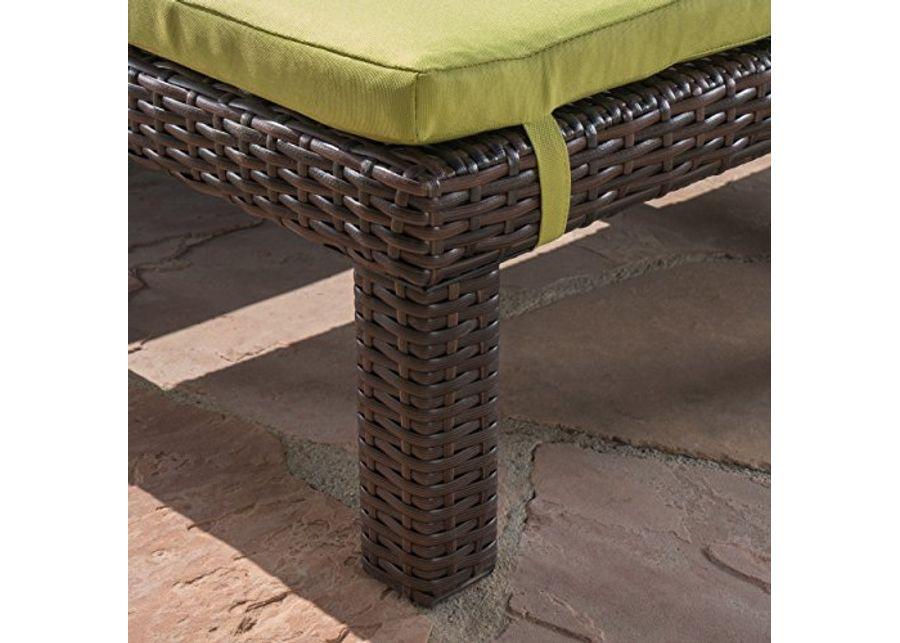 Christopher Knight Home Jamaica Outdoor Wicker Chaise Lounge with Water Resistant Cushion, Multibrown / Green