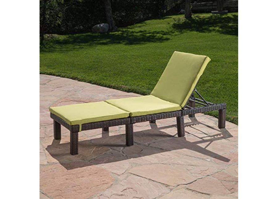 Christopher Knight Home Jamaica Outdoor Wicker Chaise Lounge with Water Resistant Cushion, Multibrown / Green