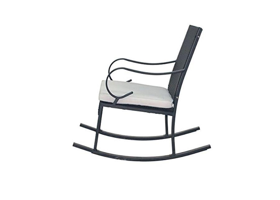 Christopher Knight Home Muriel Outdoor Wicker Rocking Chair (Set of 2), Black/White Cushion