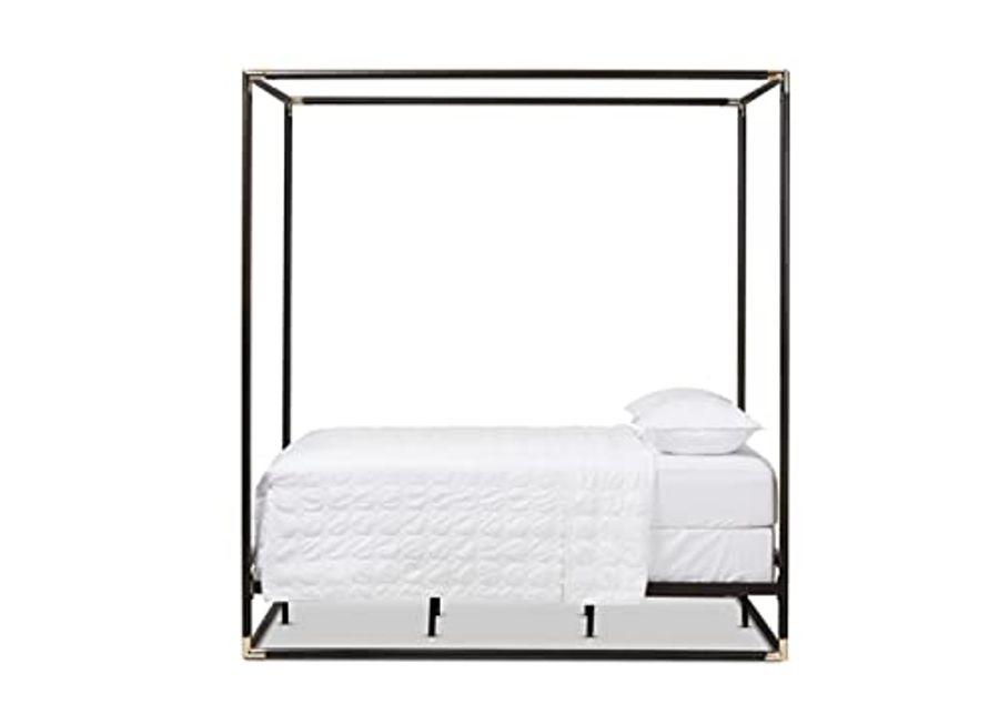 Baxton Studio Eva Queen Metal Canopy Bed in Black