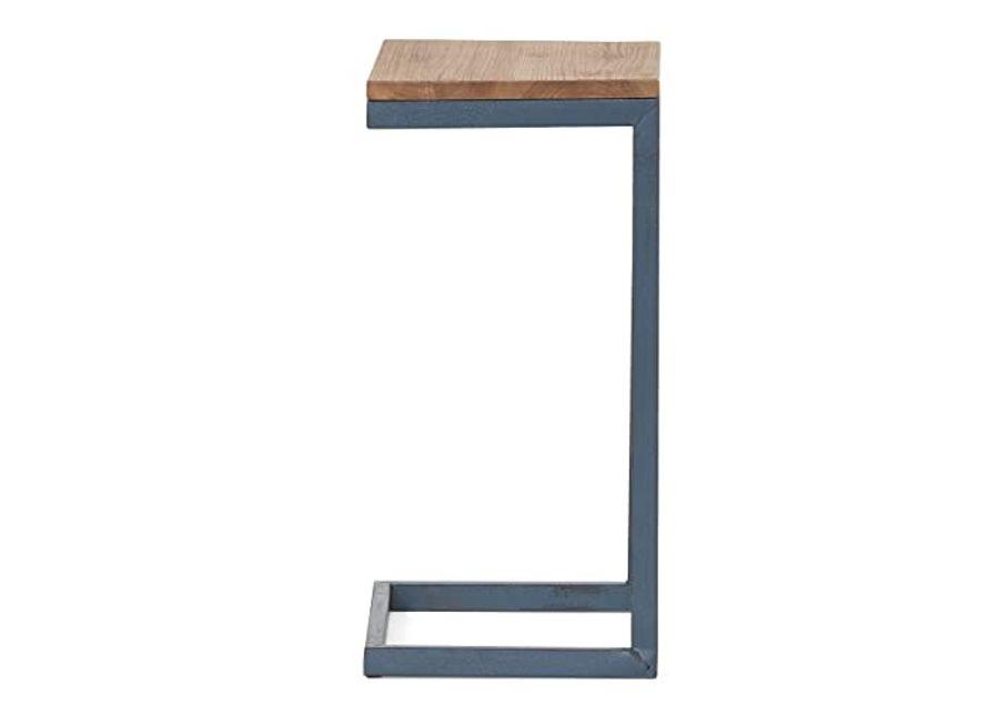 Christopher Knight Home Kora Outdoor Firwood C-Shaped Accent Table, Antique / Black With Blue