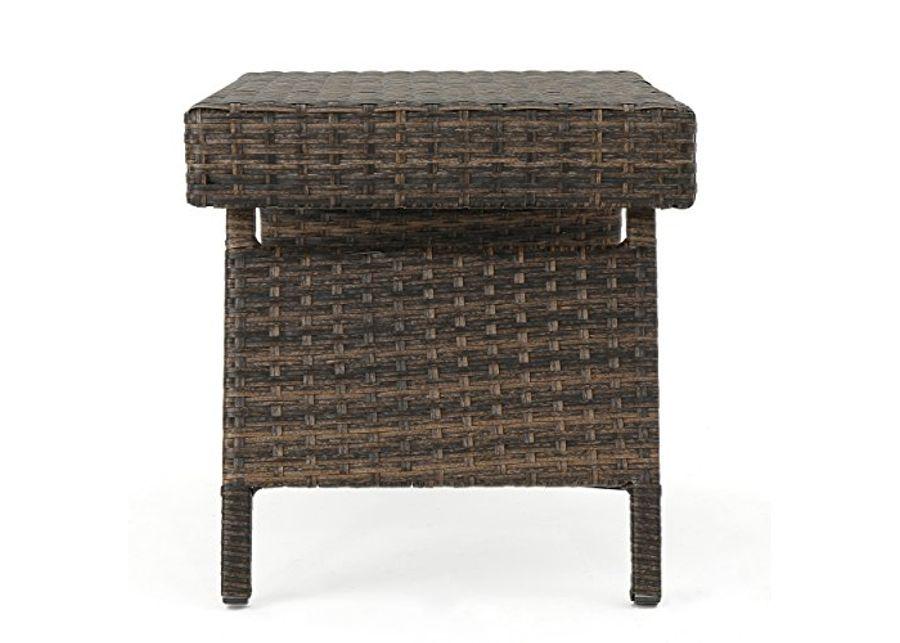 Christopher Knight Home Thira Outdoor Wicker End Table with Aluminum Frame, Mix Mocha