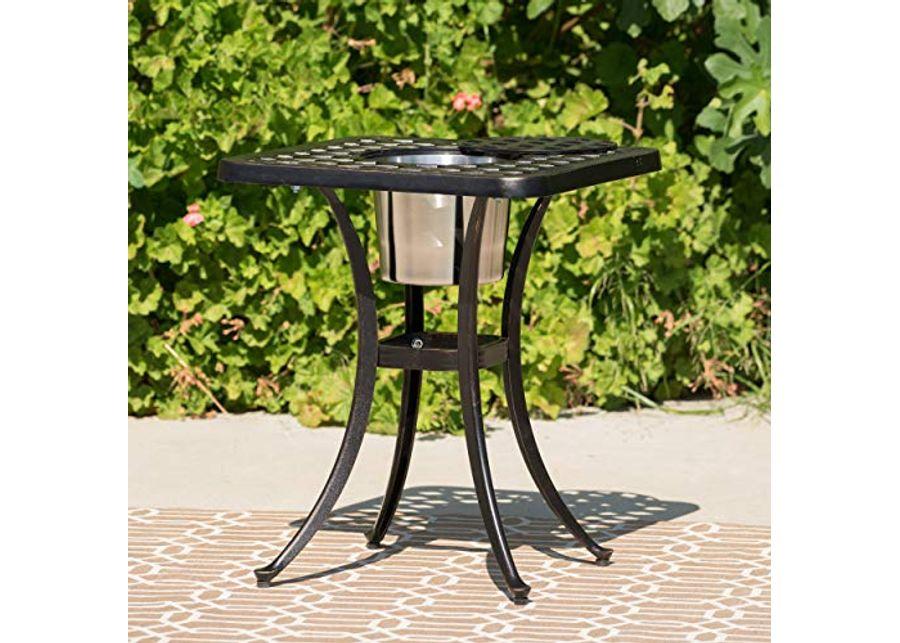 Christopher Knight Home Ava Outdoor Cast Aluminum Chat Table with Ice Bucket, Shiny Copper Finish