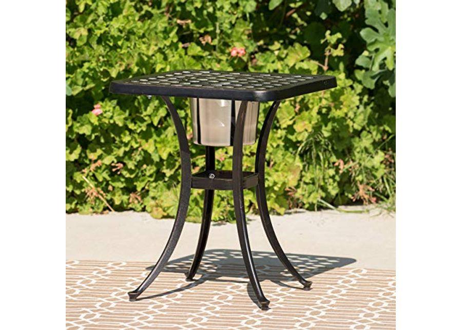 Christopher Knight Home Ava Outdoor Cast Aluminum Chat Table with Ice Bucket, Shiny Copper Finish