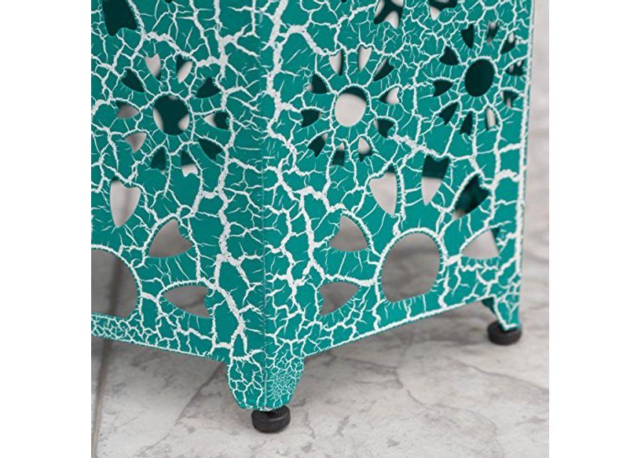 Elliot Outdoor 12 Inch Crackle Teal Sunburst Iron Side Table (Crackle Teal)