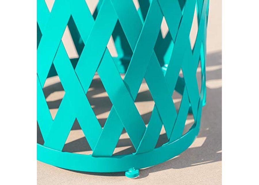 Christopher Knight Home Selen Outdoor 12" Diameter Iron Side Table, Matte Teal