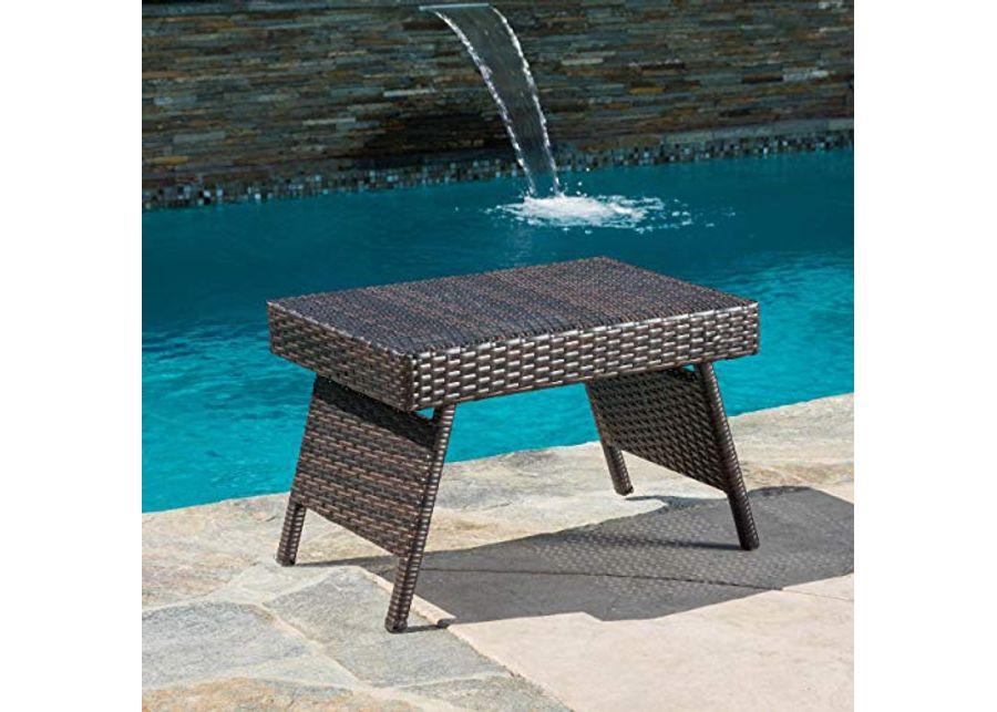 Christopher Knight Home Salem Outdoor Wicker Adjustable Folding Table, Multibrown